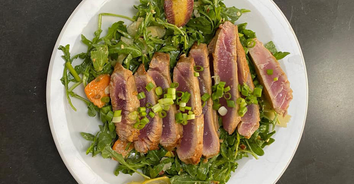 Seared tuna over bed of greens – Today's Catch Seafood